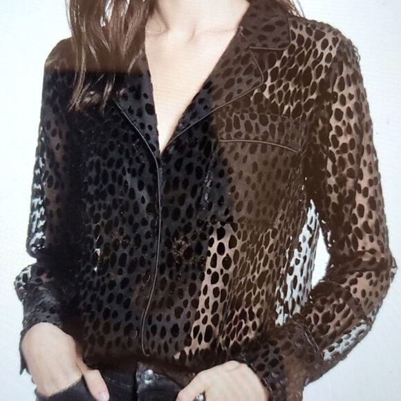 Good American sheer bliss velvet blouse size (3) large - Picture 1 of 10